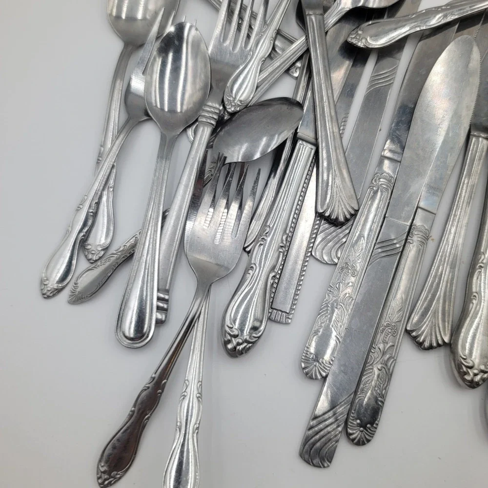 53pc Mixed Stainless Steel Flatware Set Lot Replacement Mismatched Silverware